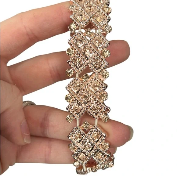 Monet Rose Gold Stretchy Crystal Bracelet with Earrings - Picture 5 of 5